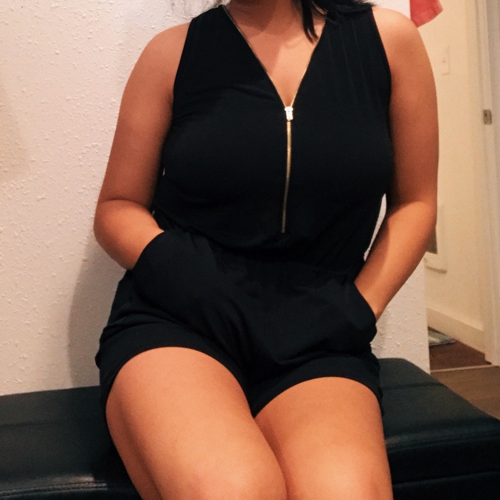 Black zipper romper